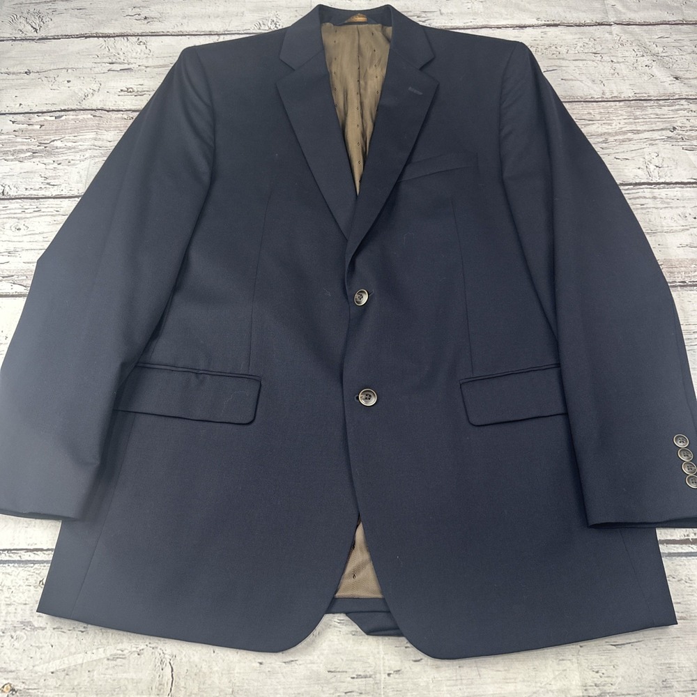 Joseph & Feiss (Gold) Blazer 2-Button 42L 100% Wool Navy Men's Suit Jacket